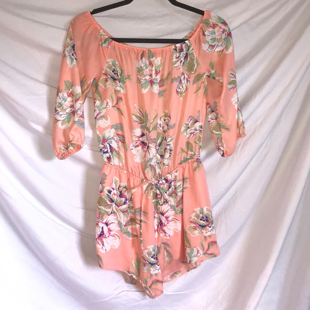 Super cute peach floral romper
